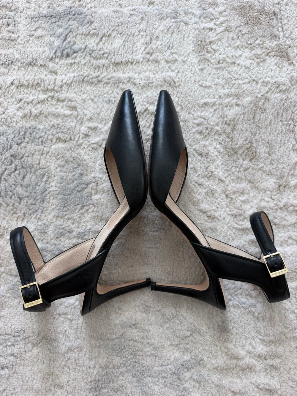 Louise et Cie Black Pointed-Toe Ankle-Strap Heels
